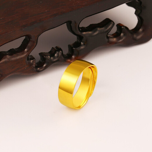 Cardi Gold Cardi Gold Gold Ring Men's and Women's Football Gold 999 Ring Glossy Ring Solid Style Living 4.49g Width about 3.2mm