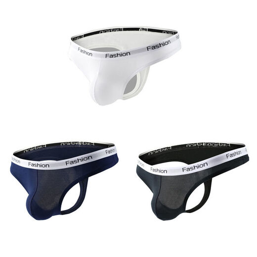 Magnificent palace men's thong low-waist sports underwear tight hollow T-pants young men U protrusion M1 feet 8-2 feet 1 three white + sapphire blue + black