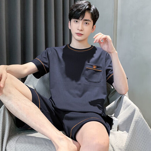 莫代尔男士睡衣男夏季2025新款短袖家居服男款男生青少年夏天夏款大码 H HDE-9928 XL 均码