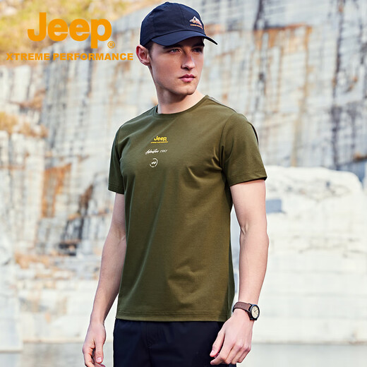 Jeep outdoor casual short-sleeved pullover T-shirt labor insurance suit J322094511 military green 4XL