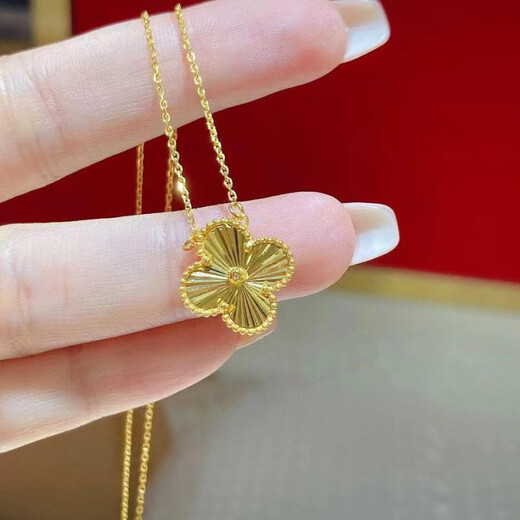Vatican-made old Phoenix gold shop model four-leaf clover five-flower necklace women's gold-wrapped silver light luxury golden gift for girlfriend without fading