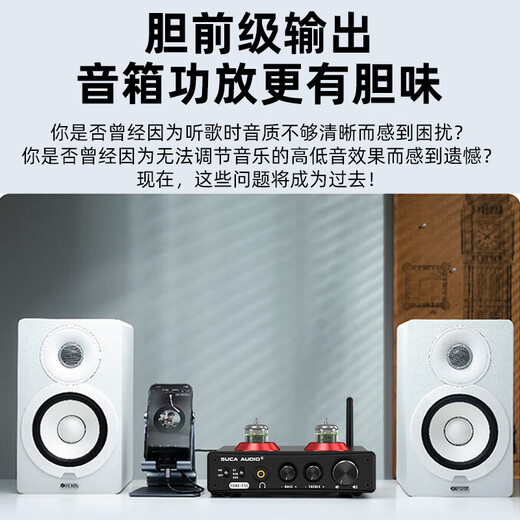 SUCA AUDIO T5C tube audiophile amplifier Bluetooth decoding USB headphone amp DAC lossless amplifier hifi tube preamp black with American 5654W tube