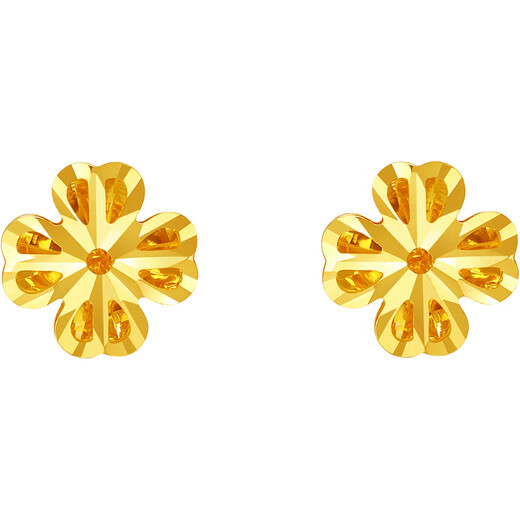 Saturday blessing yellow 18K gold earrings, gold four-leaf clover earrings, birthday gift for women C0913580 pair