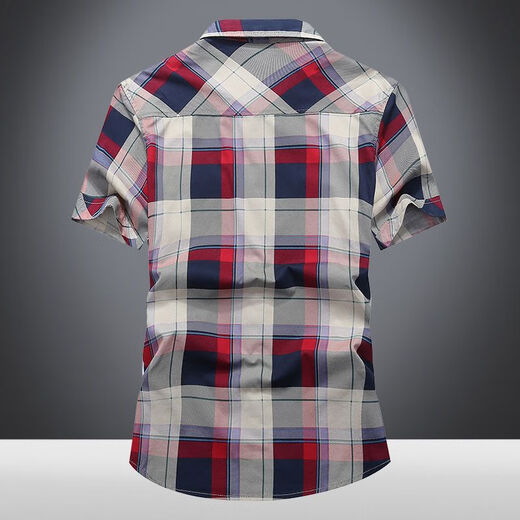 NJSKAKW SOMMER SOMMER NEUES Herren Shirts Hemd Lose Lose großer Baumwollplaid-Freihemd-Hemd mittleren und jung