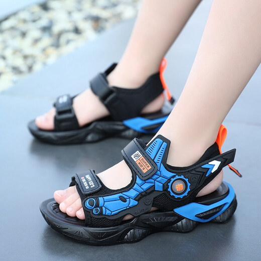 Xuantus children's sandals men's new summer boys' sandals medium and large children's soft sole non-slip children's student sandals black and blue size 33