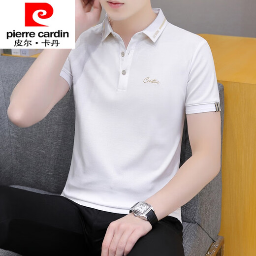 皮尔卡丹（pierre cardin）2025年夏季有领子短袖t恤男潮流青年冰丝翻领半袖polo.衫商务简约 黑色 QY683 L 【120-135斤】
