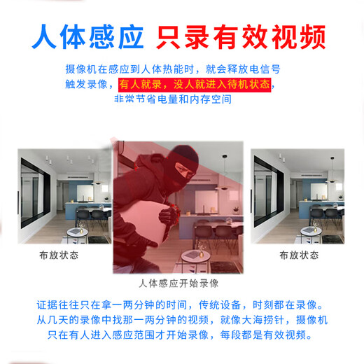 超清4K摄像头家用无线摄线头小巧型监控器wifi夜视手机远程监视孔 续航款无线WIFi连接+远程开关 32G内存(循环保存录像约5天)
