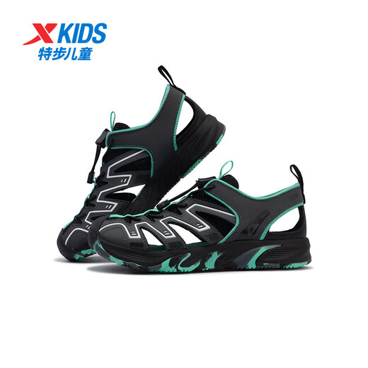 Xtep children's sports and leisure shoes for middle and large children boys and girls sandals summer new Baotou sandals beach shoes black/charcoal gray 34