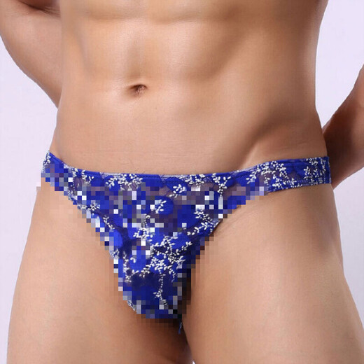 Men's lace underwear men's thong hollow breathable low-waist sexy briefs youth underwear men's sexy underwear sexy lace free sexy underwear red XL