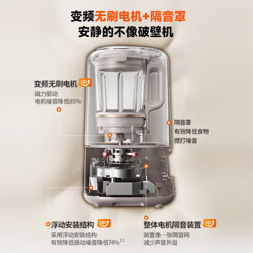 
Joyoung wall breaker, bass noise reduction, sound insulation cover 1.5L household 1-2-4 people capacity, soy milk juicer, frequency conversion brushless motor multiple noise reduction touch color screen B699