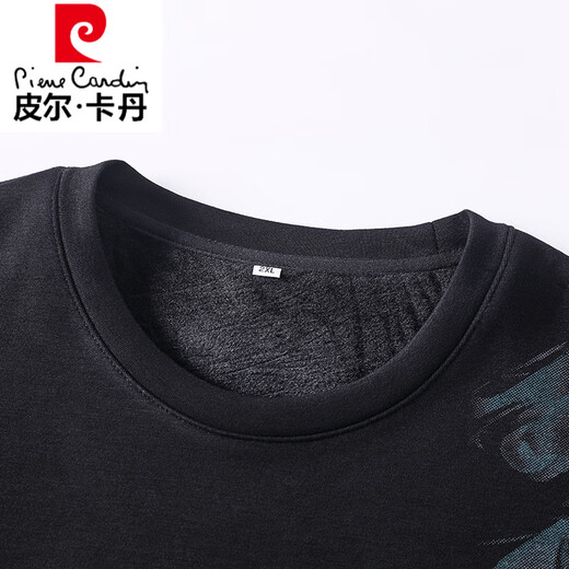 Pierre Cardin Autumn and Winter Fat Man Plus Velvet Camiseta de manga largo
