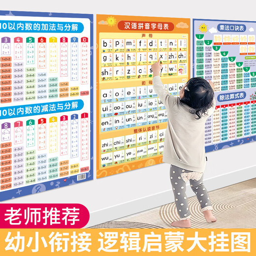 Yuan Chinese Pinyin Alphabet Wall Autocollant Pinyin Training Apprentissage Artefact Vowel Vowel First Grade Enfant Early Education Scheme [New Style] Image d'alphabétisation synchrone pour le deuxième volume de deuxième année