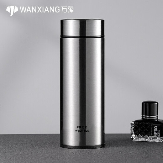 万象（WANXIANG）高档保温杯男女车载带茶隔泡茶杯大容量不锈钢真空商务定制礼品杯 H60L-钛银色-400ml