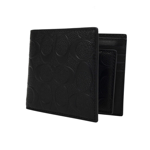COACH men's short wallet black leather F75371BLK