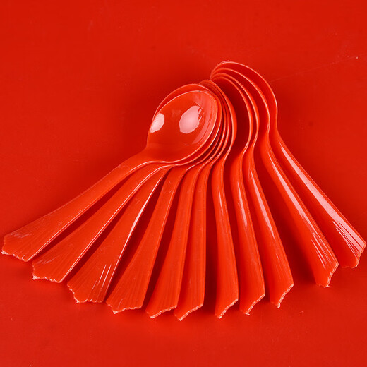 GOTOVANG Wedding Wedding Bowl Thickened Red Round Paper Bowl Wedding Banquet Tableware Wedding Banquet Paper Cup Disposable Tableware Set Red Small Spoon 20 Pack