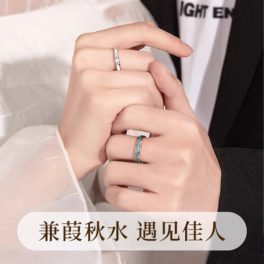 Central Chuang Fashion China Gold Authorized Jianjia Silver Ring Couple Ring for Male and Female Couple Birthday Gift for Girlfriend and Wife