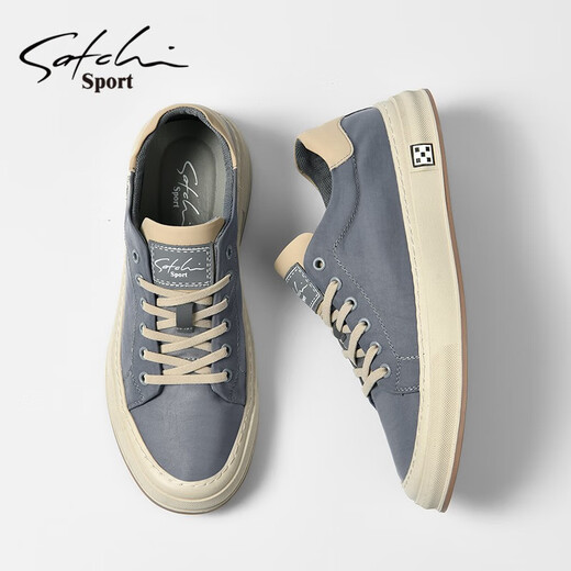 Sachi men's shoes autumn and winter new sneakers men's business casual shoes retro trendy fashion canvas shoes for men gray 42 (260mm) leather shoe size