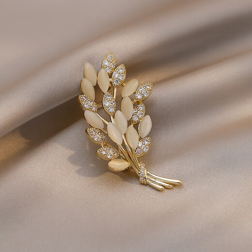 Ji Shizhe brand wheat ear light luxury high-end brooch women's high-end freshwater pearl corsage brooch birthday Valentine's Day gift wheat ear brooch exquisite gift box