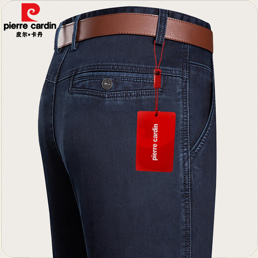 皮尔卡丹（pierre cardin）高档品牌纯棉牛仔裤男直筒宽松春秋季款中年耐磨商务休闲男裤子 中蓝色3892  夏款 29 【2尺2腰围】