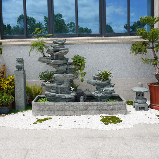泉韵假山鱼池瀑布流水景观摆件循环水鱼缸庭院阳台墙角风水轮造景装饰 【190×70×155CM高】货号5010