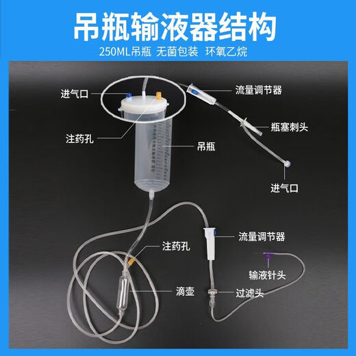 Vulgare infusion bottle 250m veterinary l pet hospital supplies watering flowers disposable infusion bottle device fruit wood drip 250ml bottle infusion set 0.55x20 20 pcs