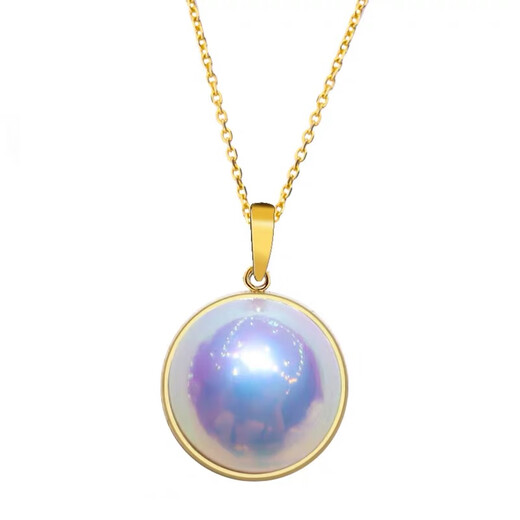 DRJEFUN Hong Kong Jewelry Show Aurora finished freshwater pearl maple pendant 18k gold inlaid with natural maple, upgraded and thickened 15-16mm