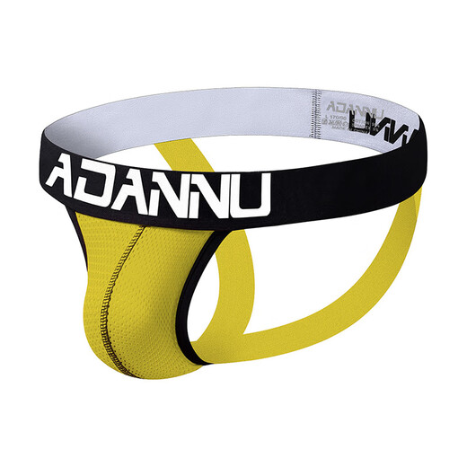 ADANNU new men's sexy underwear personalized thong low waist sexy double thong mesh white M