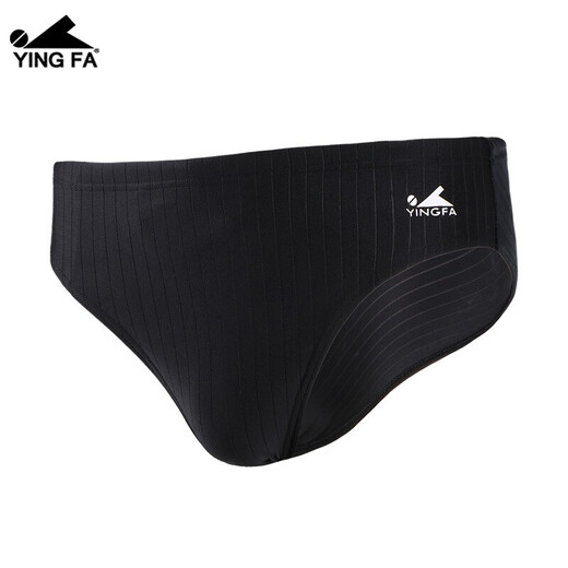 YINGFA men's professional swimming trunks solid color striped elastic quick-drying swimming racing competition training equipment Y9202A-1 black 2XL recommended waist circumference 86-90CM