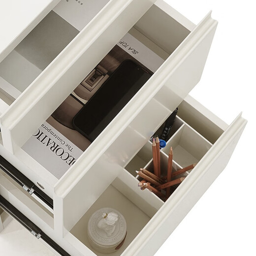 Quanyou Home Desk Modern Simple and Practical Desk Large Capacity Storage Cabinet Small Apartment Office Desk Furniture Off-White | Multi-zone Storage | Environmentally Friendly Desk 1.15 Meters