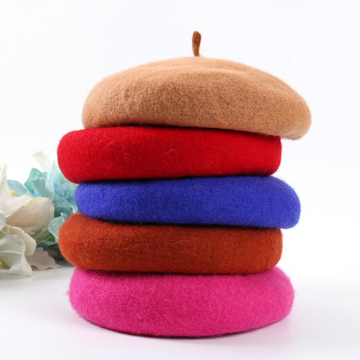 Ning Chai Beret Frauen Frühlings- und Herbst Winter Beret koreanische Pilze Frauenhut Atmungsfreie Kürbishut Imitation Wolle Wolle Wolle rot verstellbar 56-58 cm