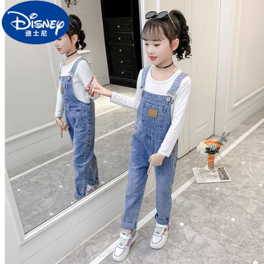 Disney (Disney) Girls Denim Overalls Spring and Autumn Trousers Girls Autumn Clothes Older Children Two-piece Suits Children's Loose Style Suspenders Single Piece MK-212 Overalls 160 Regular Size Don't be too big