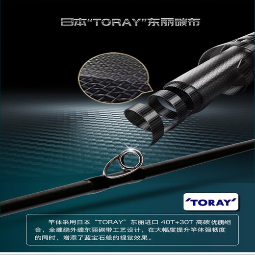 海伯 天扬联名款天系列轻量高弹翘嘴海鲈碳纤维一体式远投竿路亚竿 C682M-S/枪柄/两节2.03米 21款海伯天扬联名款路亚竿