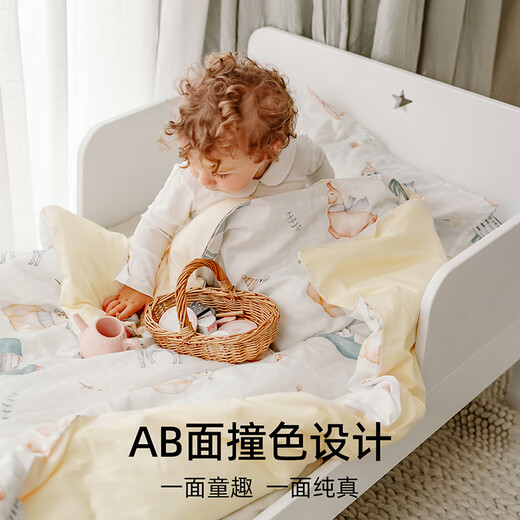 Manxi (EMXEE) Kindergarten quilt three-piece set pure cotton baby children's bedding six or seven-piece set Swan dance music Three-piece set