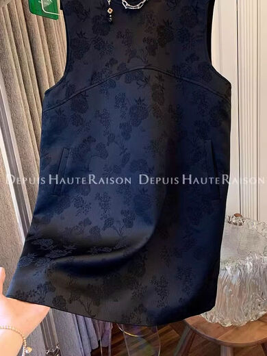 Nanbowan New Chinese Jacquard pendentif haut de gamme chinois de style chinois robe veste femme de femme à la robe droite mm douce noir (super fée petit sens de conception de style de saveur) 3884 xl 125150jin [Jin est égal à 0,5 kg]