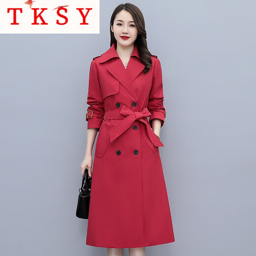 TKSY杭州意法风衣外套女款秋季2025新款中长款贵夫人洋气时尚女式大衣 卡其 4XL (146-155)斤