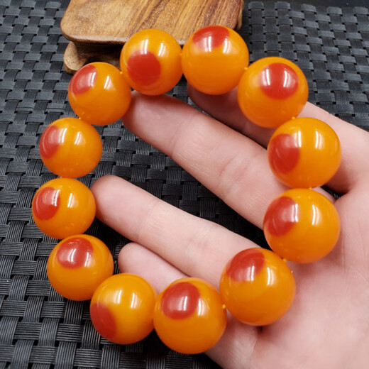 Erli Hongyuxuan Imitation Beeswax Ball Bracelet Chicken Fat Yellow Beeswax Good Luck Bracelet Old Beeswax Bracelet Jewelry Bracelet 18mm Ball Bead Bracelet