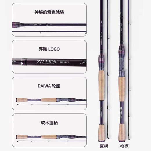达亿瓦达亿瓦  21新品ZILLION子龙竞技路亚竿轻量远投泛用高碳鱼杆 682LXS 直柄2.03米
