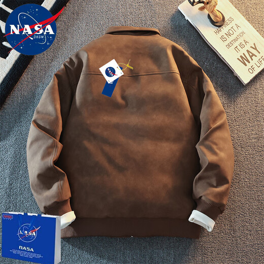 NASADKGM down jacket men's winter white duck down anti-cold winter wear warm new top trendy brand workwear stand-up collar leather jacket men black gray (not pure black) XL