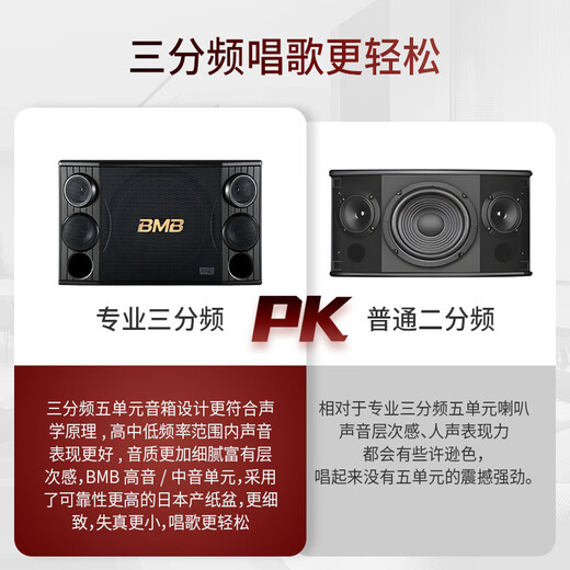BMB音响CSD880三分频五单元家庭ktv高端套装家用k歌全民麦克风唱歌全套设备视听影音功放音箱卡拉ok CSD880音箱一对