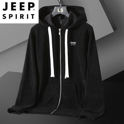 Jeep Spirit Cord -Herrenjacke mit Kapuze Frühling und Herbst Großgröße Casual Vielseitige Strickjacke Pullover Top Jacket 12099 Brown 5xl 200225jin [Jin gleich 0,5 kg] über