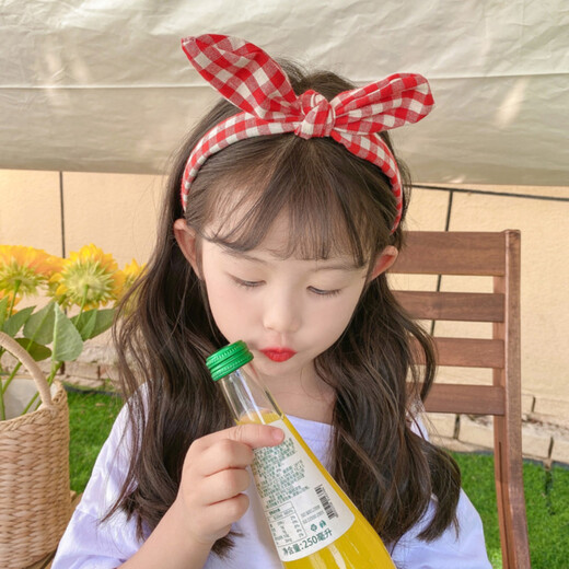 Korean children's hairband little girl playful and cute rabbit ears hairpin headband baby hair accessories girls hairpin headdress 6# wine red rabbit ears hairband