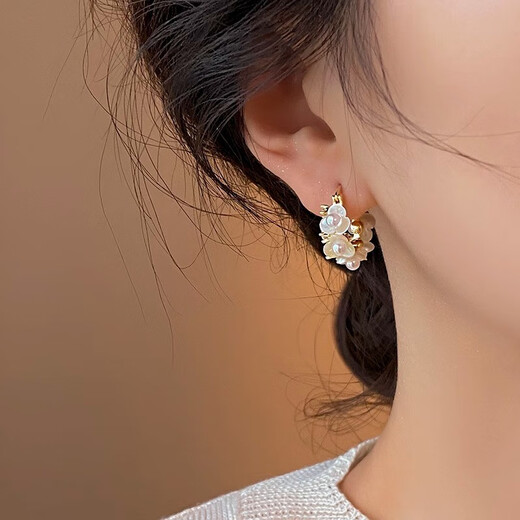 Xiaose Imitation Pearl Flower Earrings Niche Design Earrings High-end Earrings Women's Earrings Women's 2025 New Versatile Flower Earrings E3157