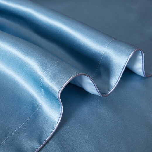 Taihu Snow solid color silk pillowcase 100% silk single sided wide edge silk pillowcase sea and sky blue 48*74cm