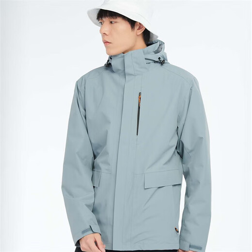 
BRELRMON Korean version of windproof clothing for women and men, outdoor coldproof three-in-one warm and removable ski mountaineering jacket jacket HS12805 blue gray-men S