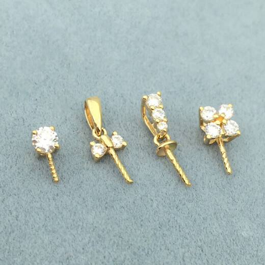 Nilan Fat Donglai's same style 18k gold pendant buckle, various zircon pearls, beeswax empty support thickened necklace, 18K yellow (not including beads, chain), four stones == pendant