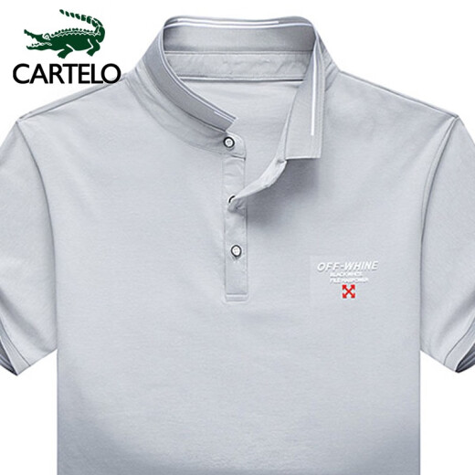 CARTELO Crocodile (CARTELO) POLO shirt fashion casual lapel T-shirt men's solid color business top men 1F167101483 gray 31/XL