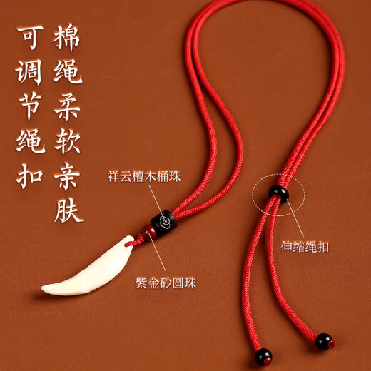 Jinshuitang Black Dog Tooth Necklace Pendant Amulet Baby Children Baby Nightmare Shock Necklace Men and Women's Year of the Life Pendant Single Hole Red Rope Style