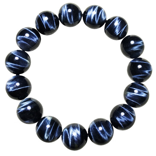 Guanpuge Fat Donglai Quality Tiger Tiger Eye Stone Bracelet Tianlan Hawk Eye Tiger Eye Stone Cat Eye Bracelet Men and Women's Style's Yellow Bright 12185 12 mm Blue Tiger Eye