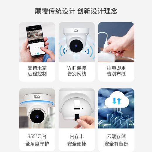 Hemisferio Xiaovv Hemisferio Inteligente Gimbal Conch Camera doméstica Control de teléfono móvil Control Monitor remoto 360 con visión nocturna Soporte inalámbrico Panorámico Soporte de sonda de control de aplicaciones Mijia MIJIA Tienda