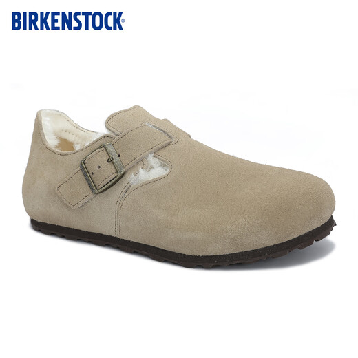 BIRKENSTOCK German imported new men's and women's suede London Shearling fur shoes sand color narrow version 1028470 38
